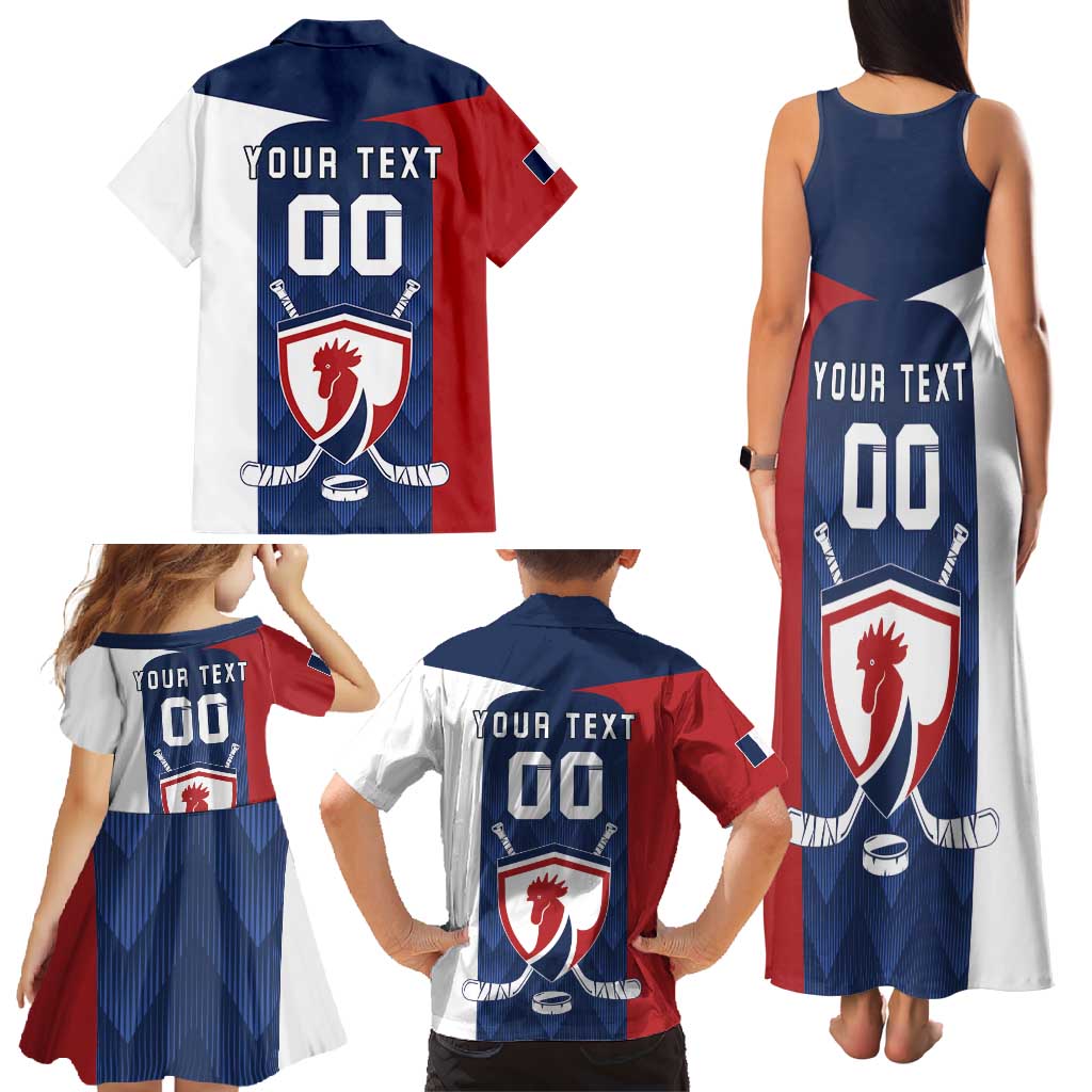 Custom France Hockey Family Matching Tank Maxi Dress and Hawaiian Shirt Les Bleus Go Champions