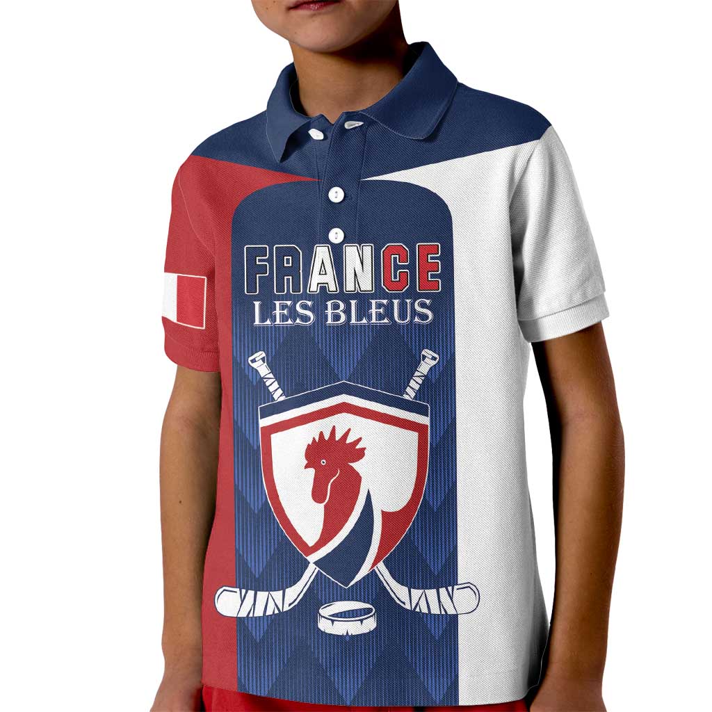 Custom France Hockey Kid Polo Shirt Les Bleus Go Champions