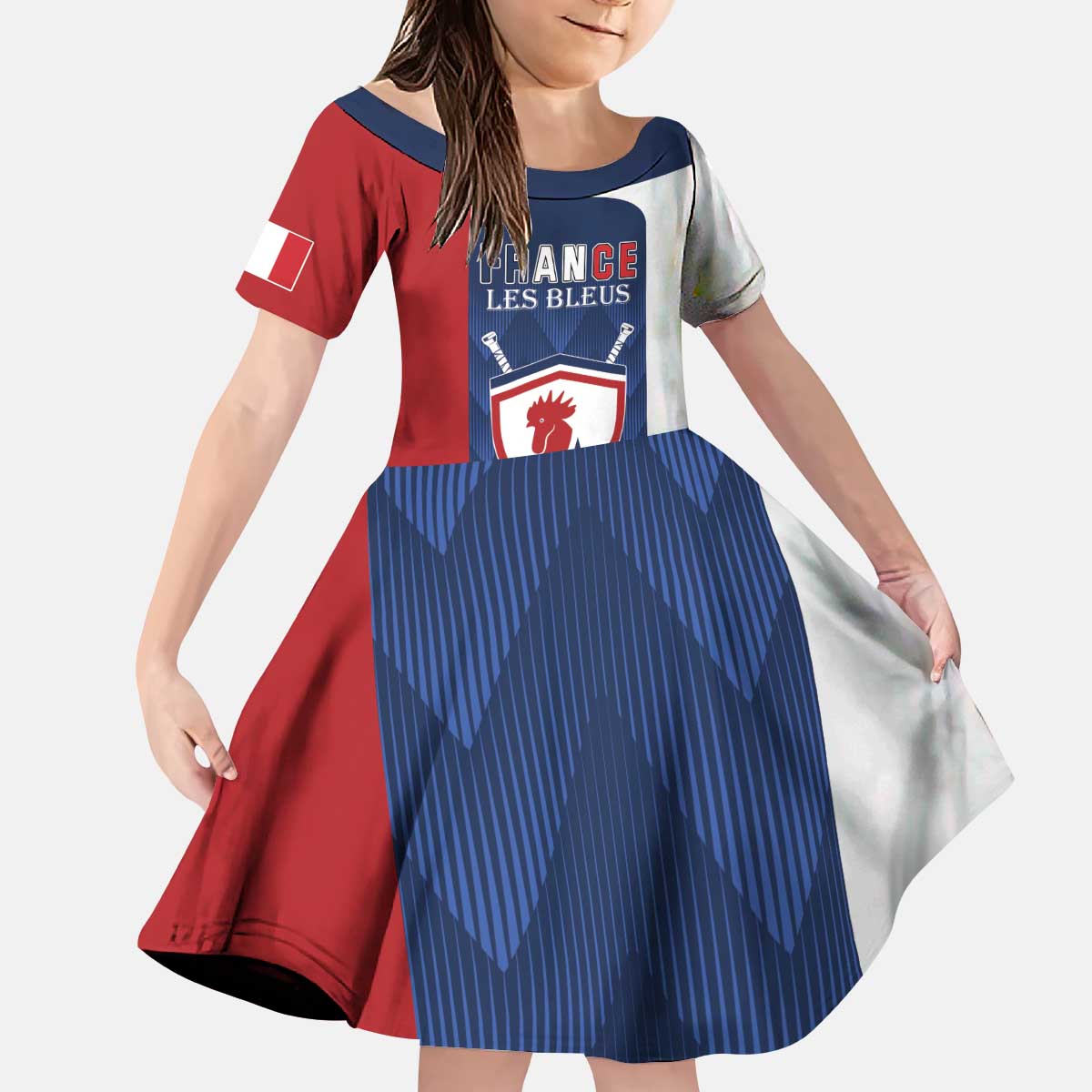 Custom France Hockey Kid Short Sleeve Dress Les Bleus Go Champions