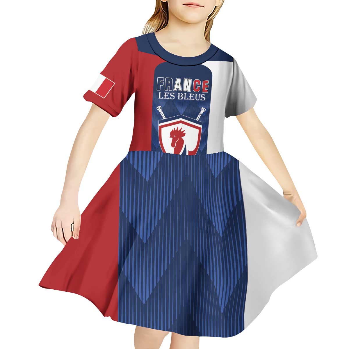 Custom France Hockey Kid Short Sleeve Dress Les Bleus Go Champions