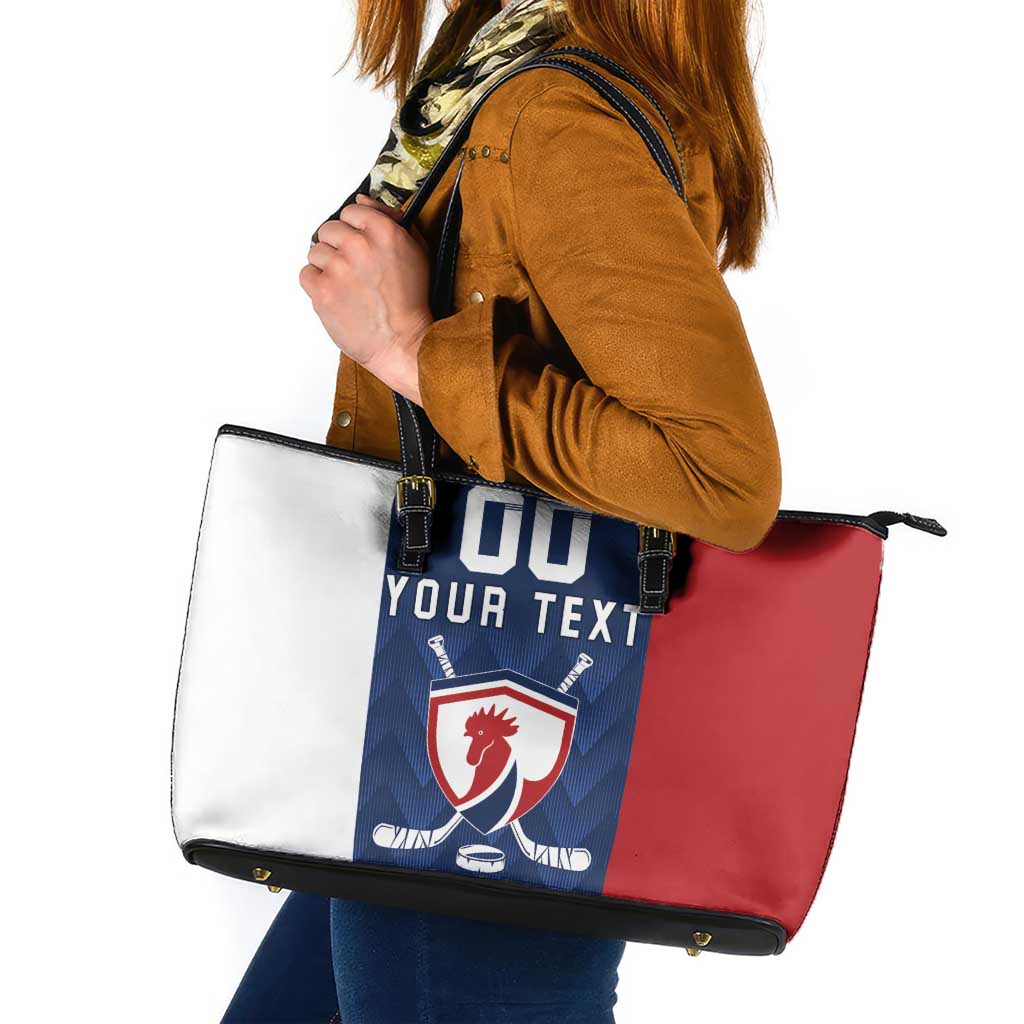 Custom France Hockey Leather Tote Bag Les Bleus Go Champions