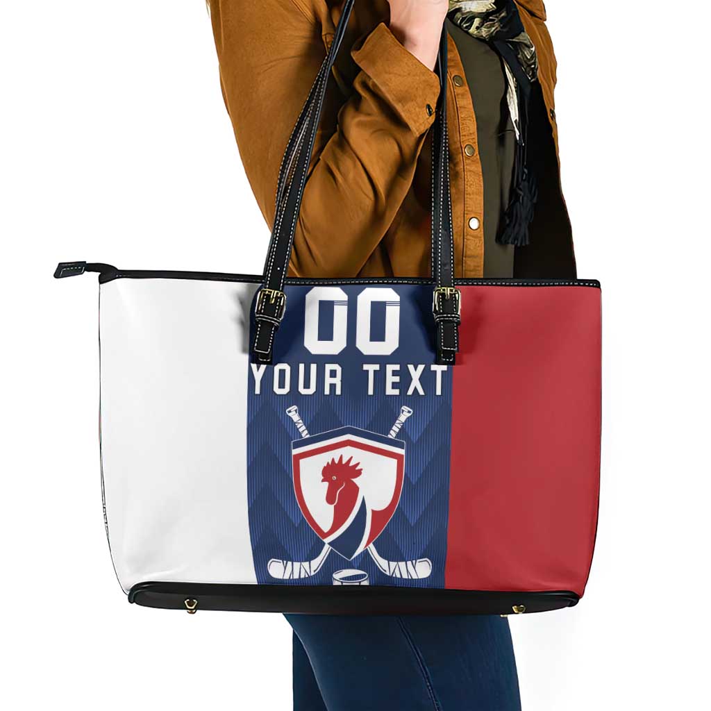 Custom France Hockey Leather Tote Bag Les Bleus Go Champions