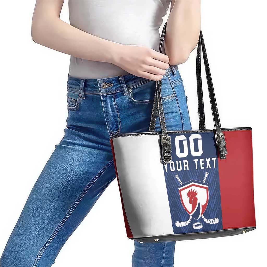 Custom France Hockey Leather Tote Bag Les Bleus Go Champions