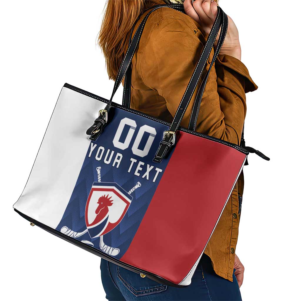 Custom France Hockey Leather Tote Bag Les Bleus Go Champions