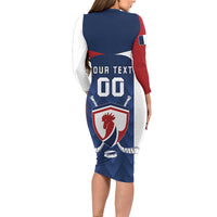 Custom France Hockey Long Sleeve Bodycon Dress Les Bleus Go Champions