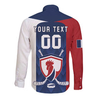 Custom France Hockey Long Sleeve Button Shirt Les Bleus Go Champions