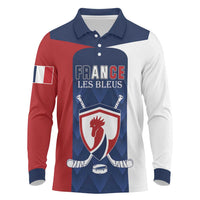 Custom France Hockey Long Sleeve Polo Shirt Les Bleus Go Champions