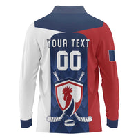 Custom France Hockey Long Sleeve Polo Shirt Les Bleus Go Champions