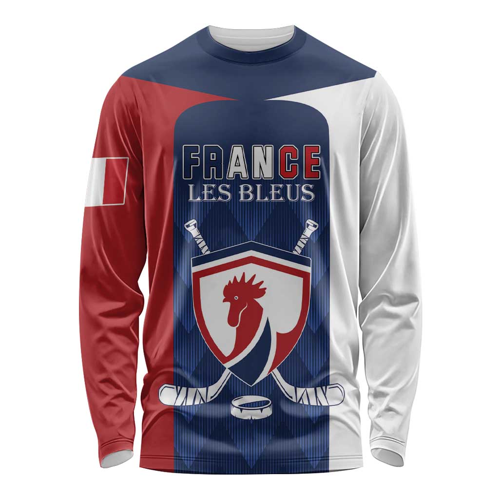Custom France Hockey Long Sleeve Shirt Les Bleus Go Champions