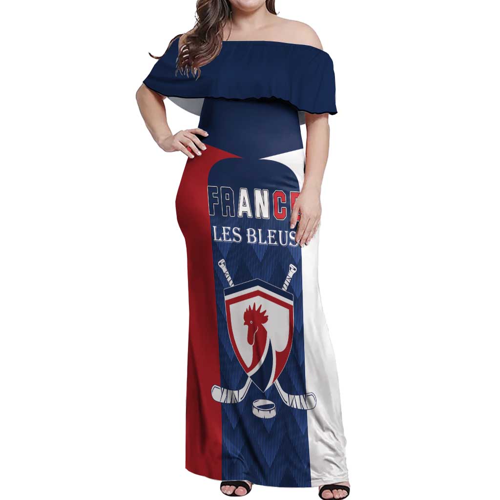 Custom France Hockey Off Shoulder Maxi Dress Les Bleus Go Champions