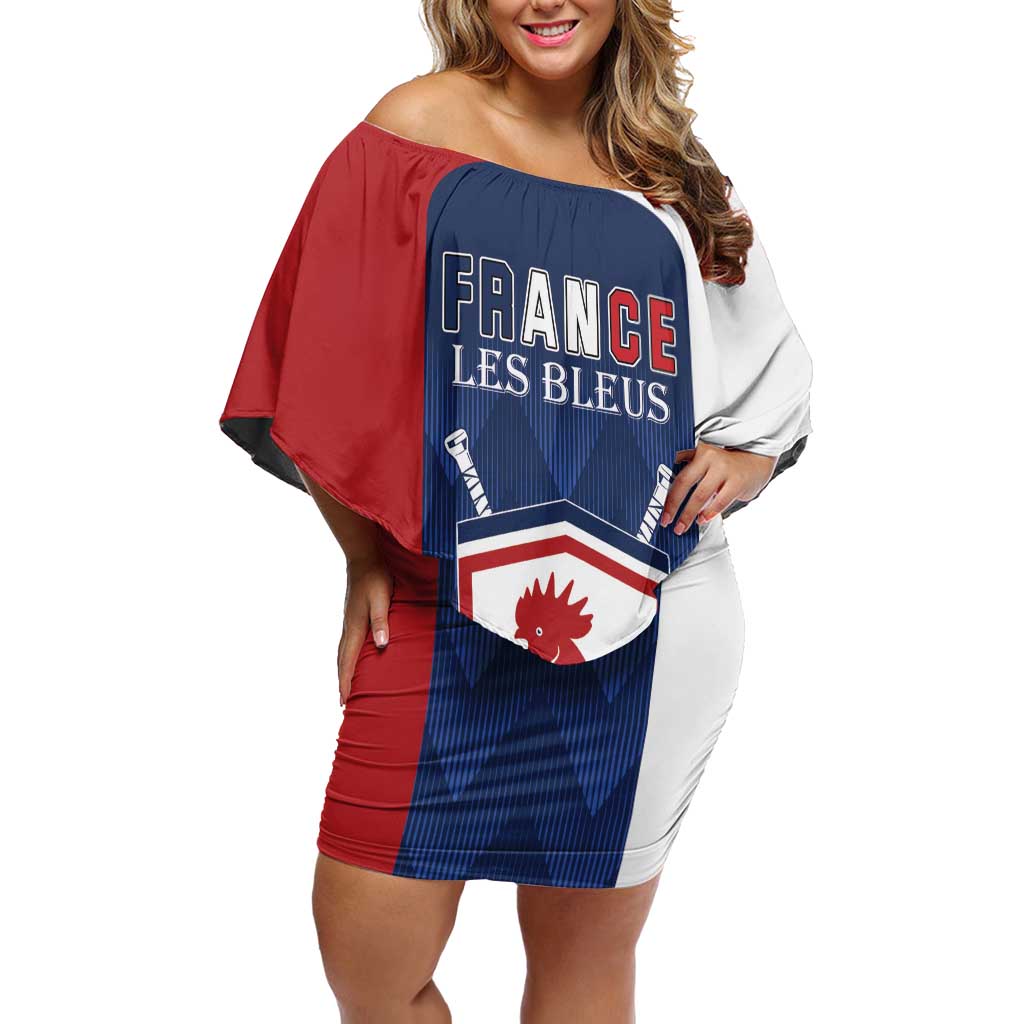 Custom France Hockey Off Shoulder Short Dress Les Bleus Go Champions