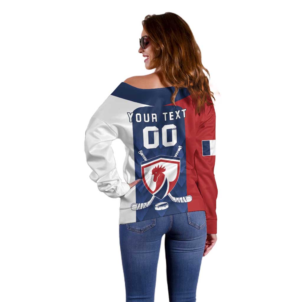 Custom France Hockey Off Shoulder Sweater Les Bleus Go Champions