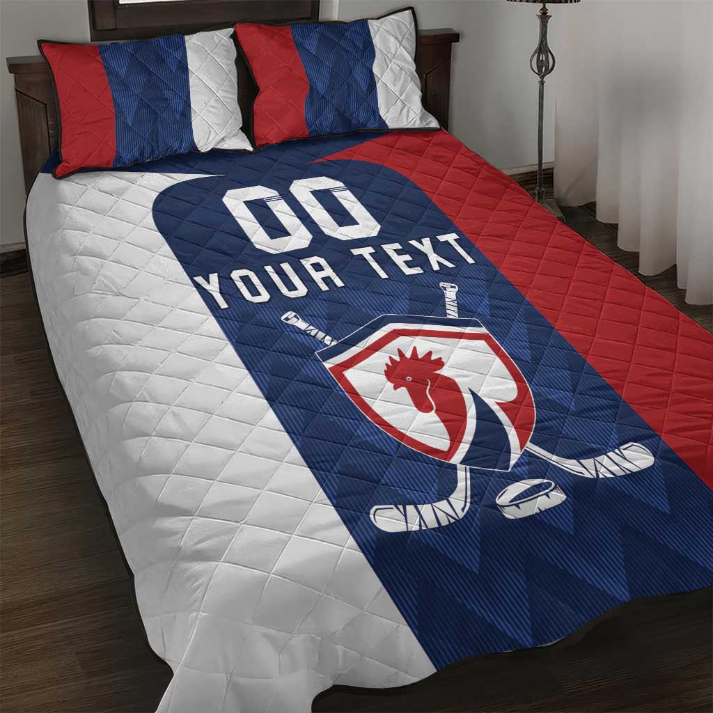 Custom France Hockey Quilt Bed Set Les Bleus Go Champions