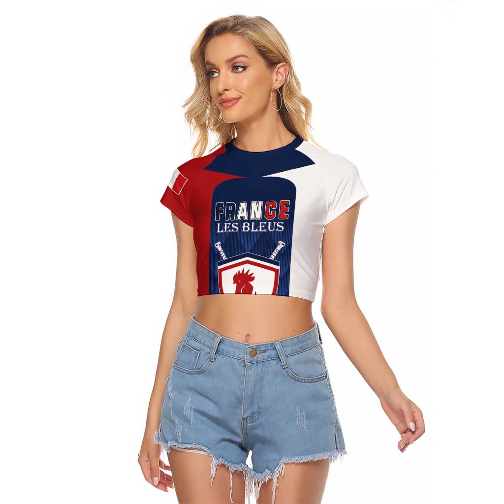 Custom France Hockey Raglan Cropped T Shirt Les Bleus Go Champions