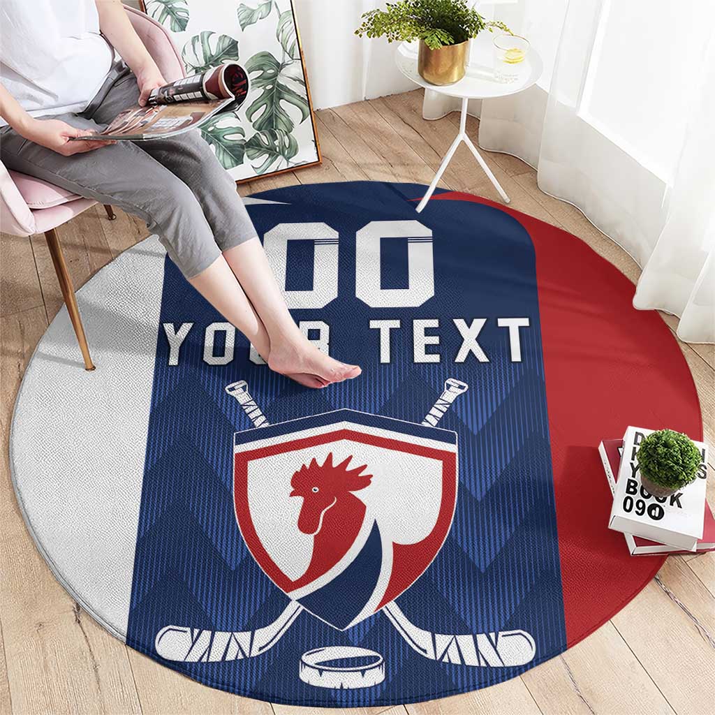 Custom France Hockey Round Carpet Les Bleus Go Champions