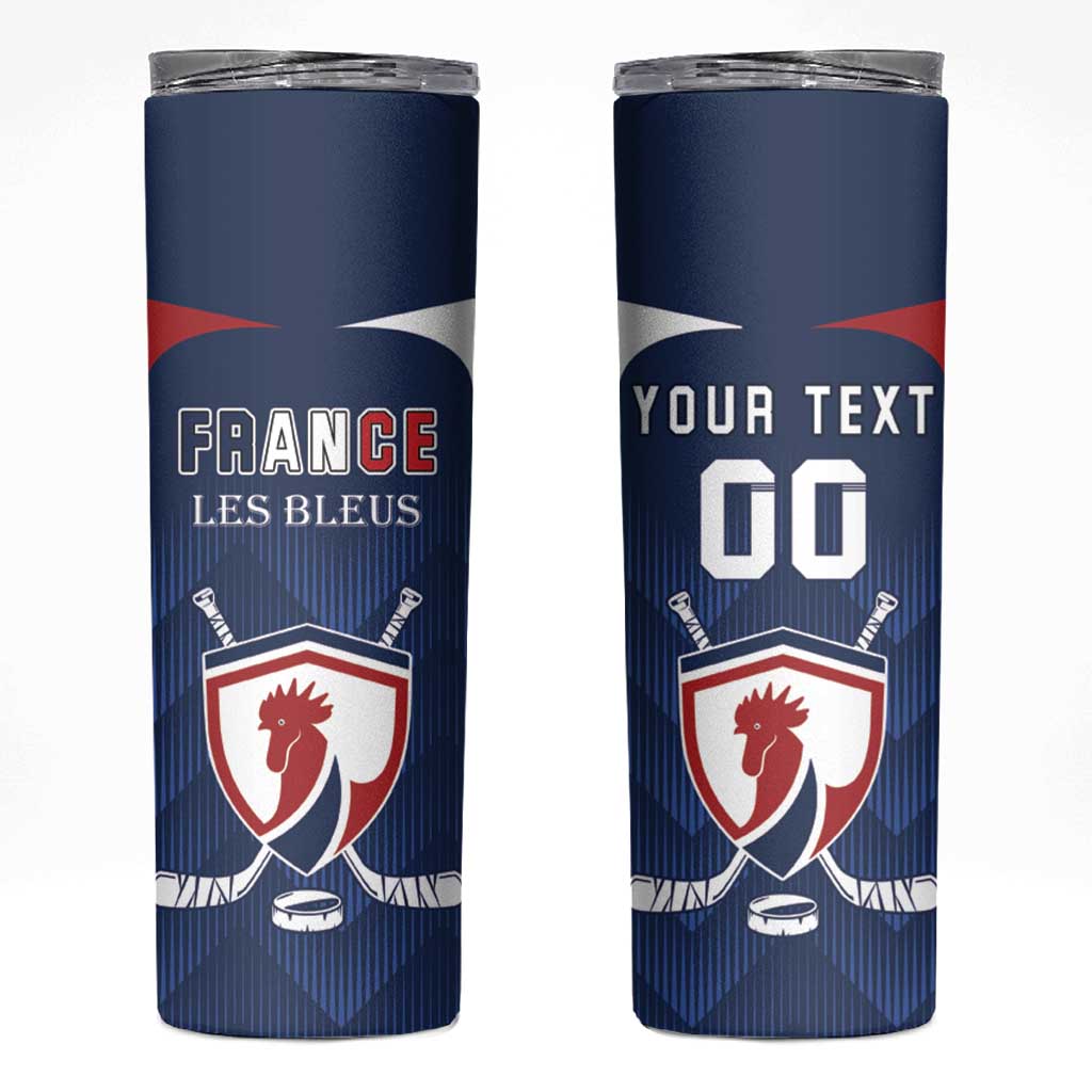 Custom France Hockey Skinny Tumbler Les Bleus Go Champions