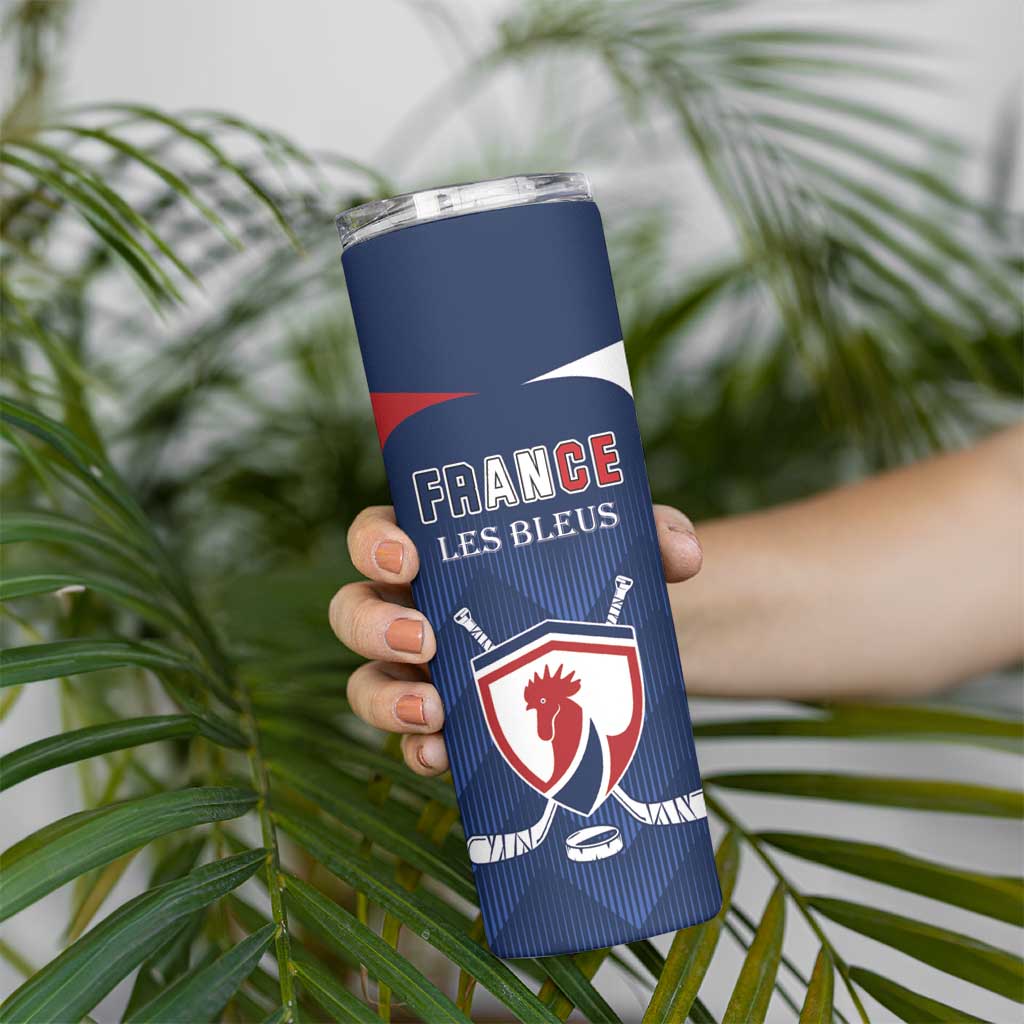 Custom France Hockey Skinny Tumbler Les Bleus Go Champions