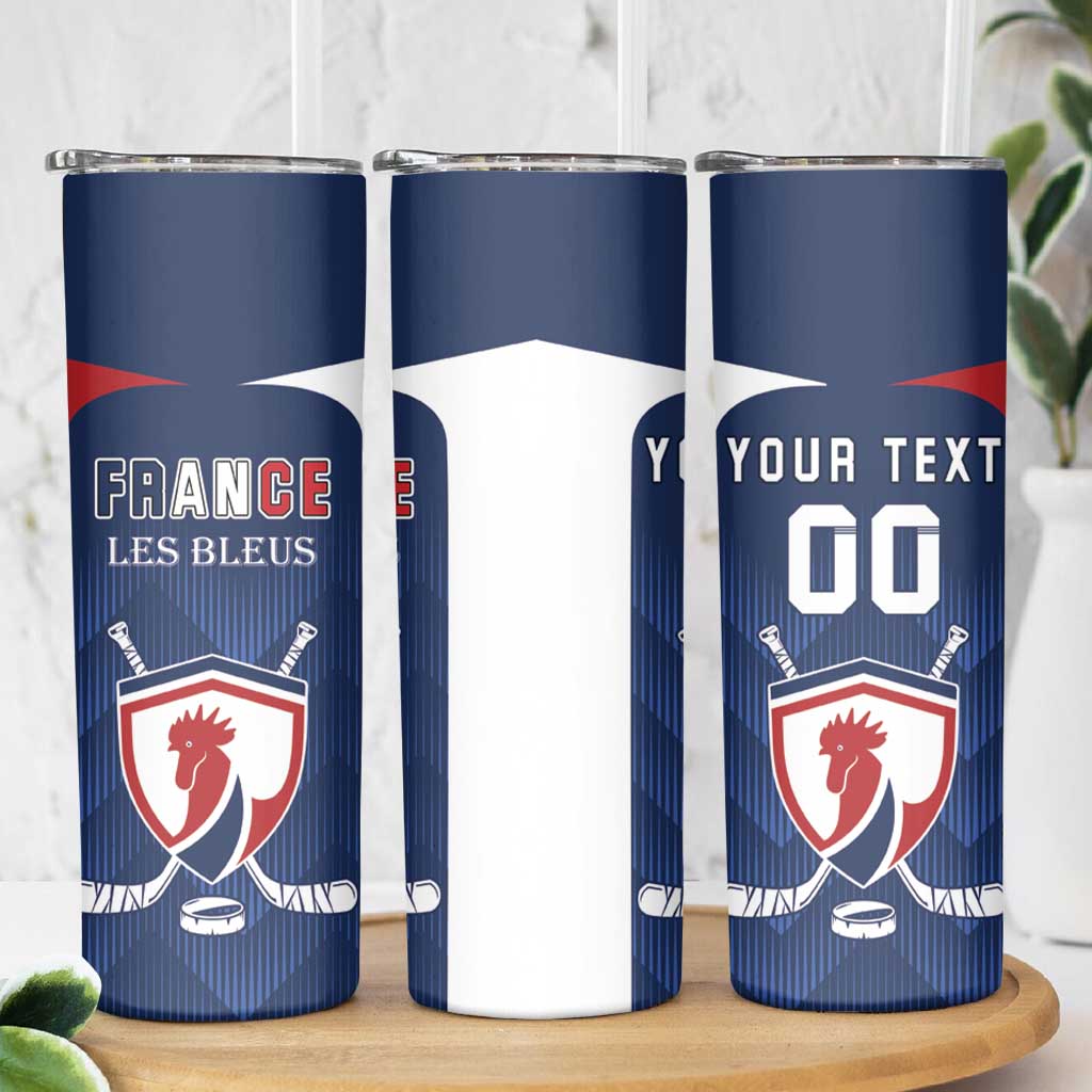 Custom France Hockey Skinny Tumbler Les Bleus Go Champions