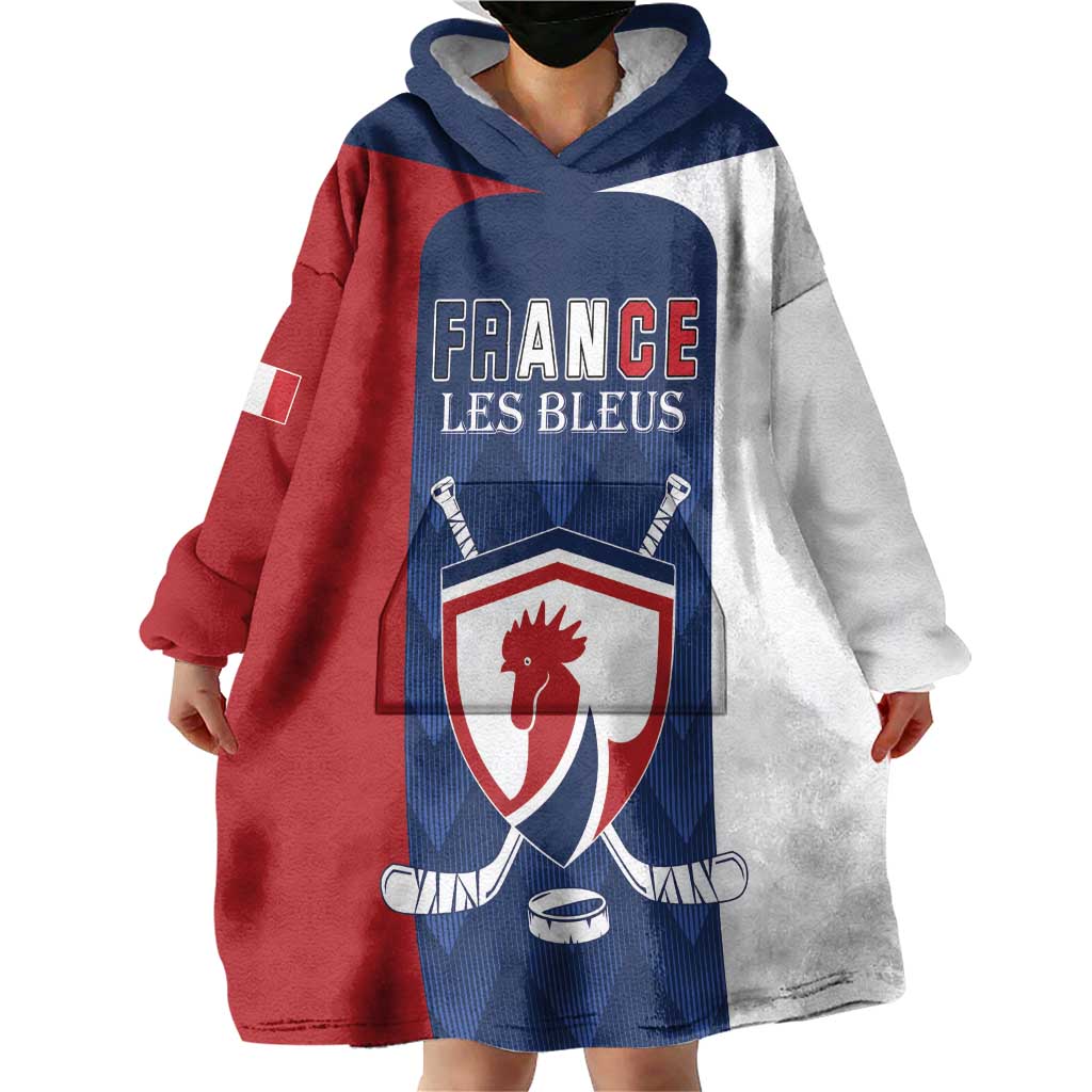 Custom France Hockey Wearable Blanket Hoodie Les Bleus Go Champions