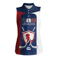 Custom France Hockey Women Sleeveless Polo Shirt Les Bleus Go Champions