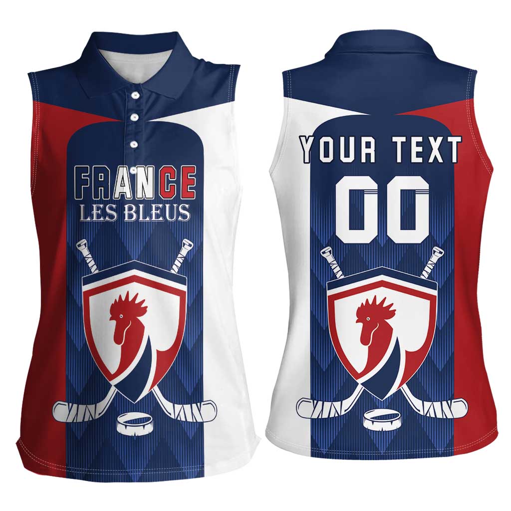 Custom France Hockey Women Sleeveless Polo Shirt Les Bleus Go Champions