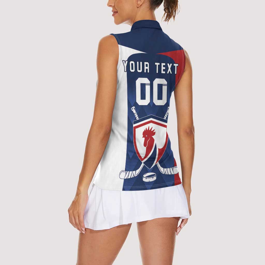 Custom France Hockey Women Sleeveless Polo Shirt Les Bleus Go Champions