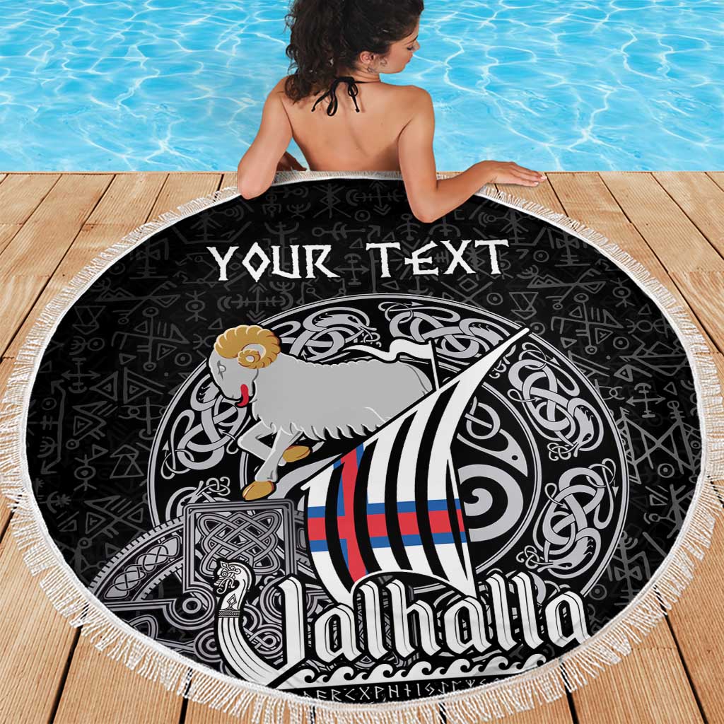 Personalized Viking Faroe Islands Beach Blanket Valhalla Viking Pattern