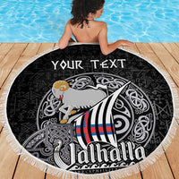 Personalized Viking Faroe Islands Beach Blanket Valhalla Viking Pattern