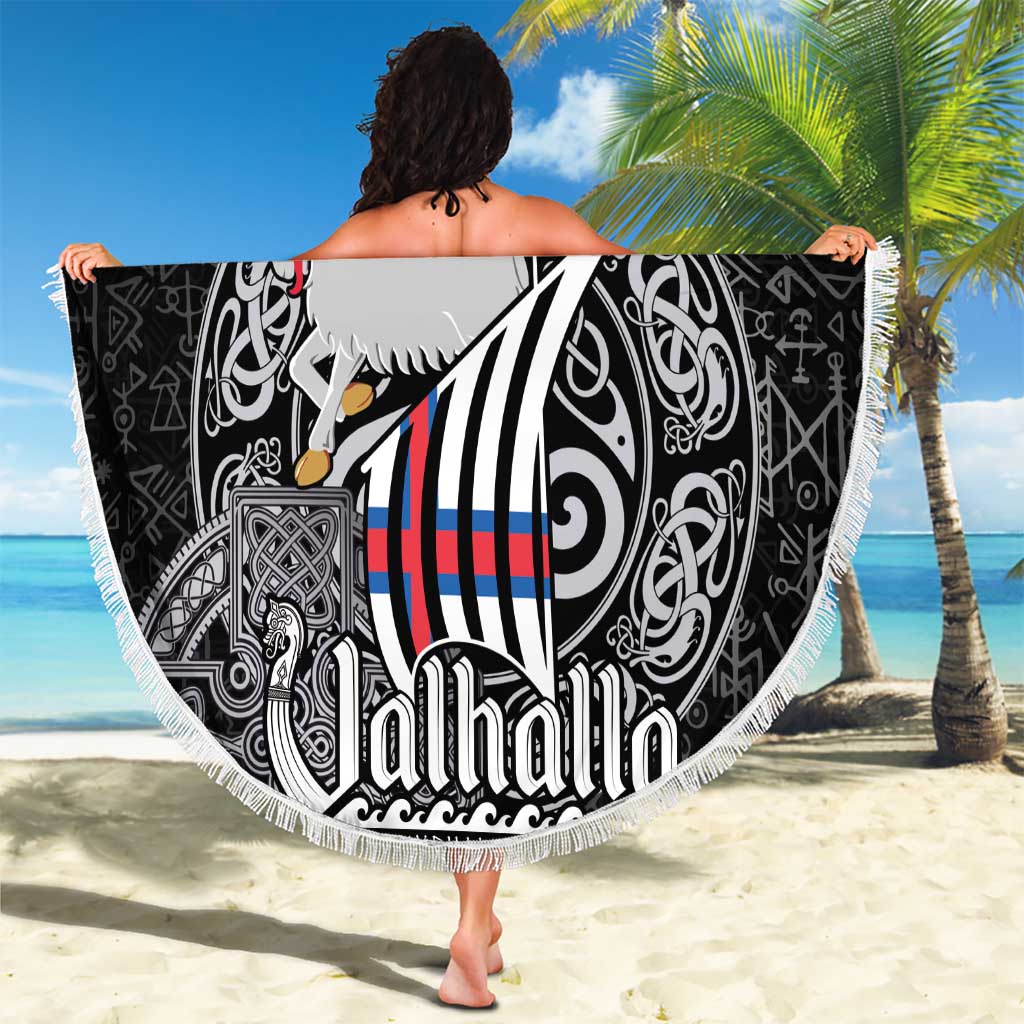 Personalized Viking Faroe Islands Beach Blanket Valhalla Viking Pattern