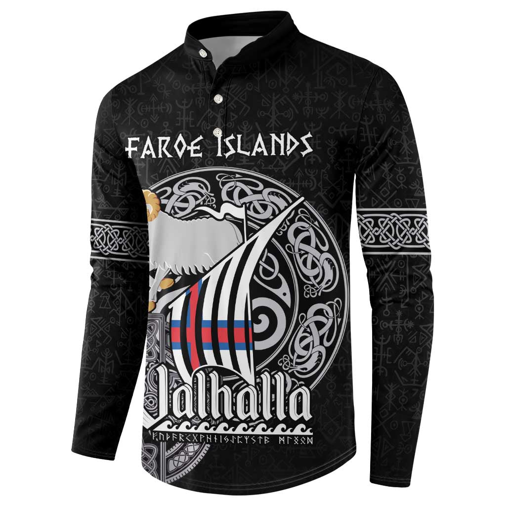 Personalized Viking Faroe Islands Button Sweatshirt Valhalla Viking Pattern