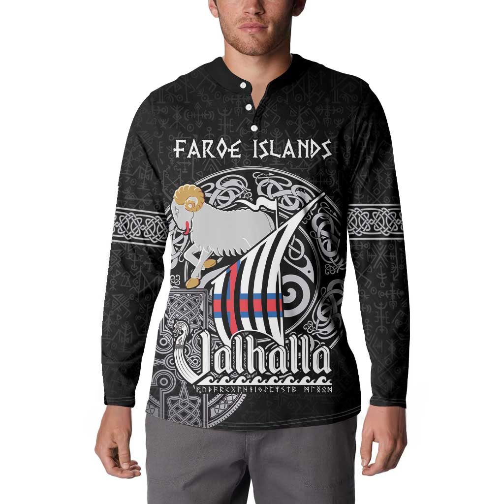 Personalized Viking Faroe Islands Button Sweatshirt Valhalla Viking Pattern