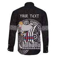 Personalized Viking Faroe Islands Family Matching Long Sleeve Bodycon Dress and Hawaiian Shirt Valhalla Viking Pattern
