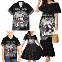 Personalized Viking Faroe Islands Family Matching Mermaid Dress and Hawaiian Shirt Valhalla Viking Pattern
