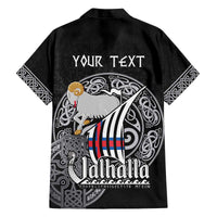 Personalized Viking Faroe Islands Family Matching Off The Shoulder Long Sleeve Dress and Hawaiian Shirt Valhalla Viking Pattern