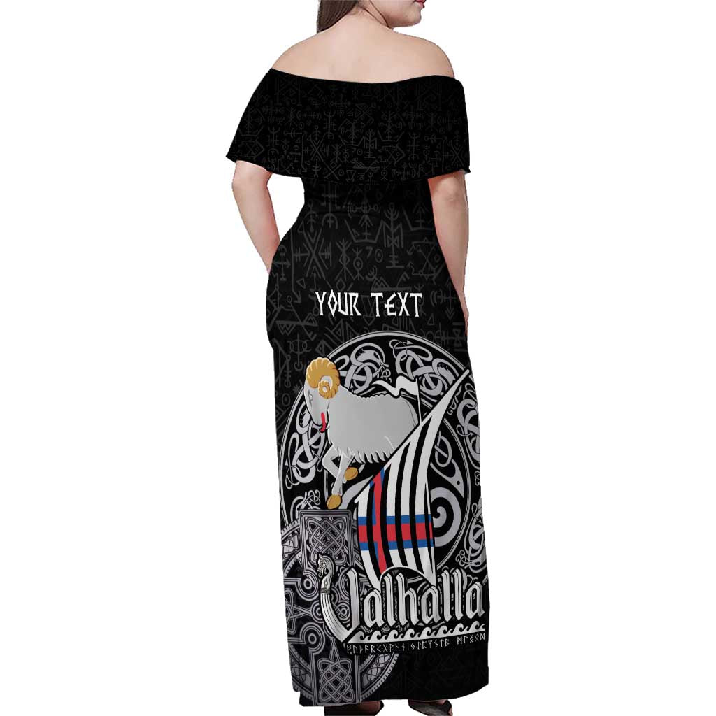 Personalized Viking Faroe Islands Family Matching Off Shoulder Maxi Dress and Hawaiian Shirt Valhalla Viking Pattern