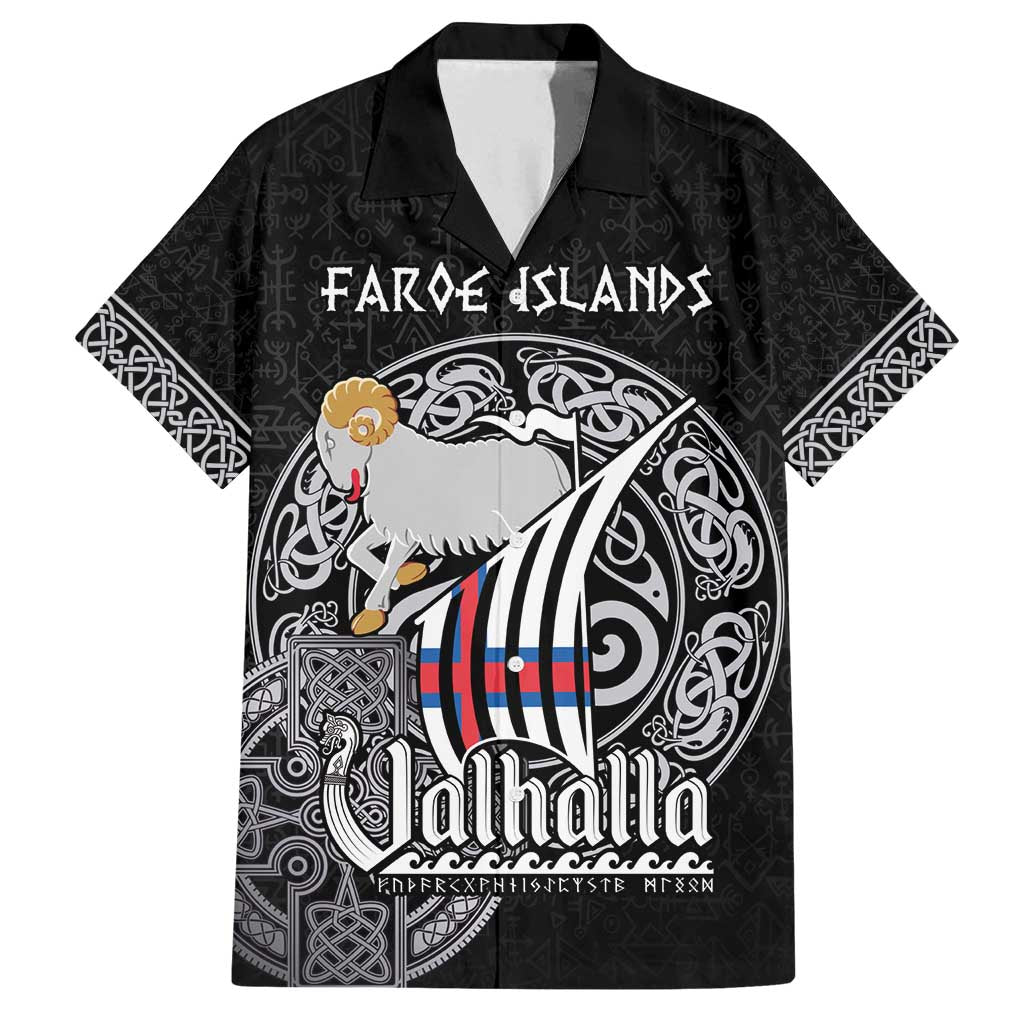 Personalized Viking Faroe Islands Family Matching Off Shoulder Short Dress and Hawaiian Shirt Valhalla Viking Pattern
