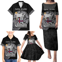 Personalized Viking Faroe Islands Family Matching Puletasi and Hawaiian Shirt Valhalla Viking Pattern