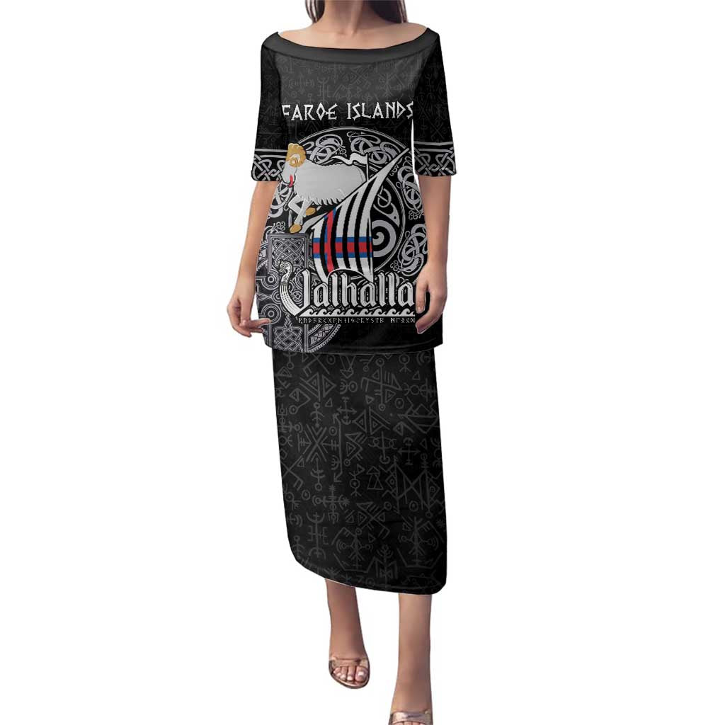 Personalized Viking Faroe Islands Family Matching Puletasi and Hawaiian Shirt Valhalla Viking Pattern