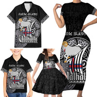 Personalized Viking Faroe Islands Family Matching Short Sleeve Bodycon Dress and Hawaiian Shirt Valhalla Viking Pattern