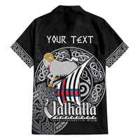 Personalized Viking Faroe Islands Family Matching Short Sleeve Bodycon Dress and Hawaiian Shirt Valhalla Viking Pattern