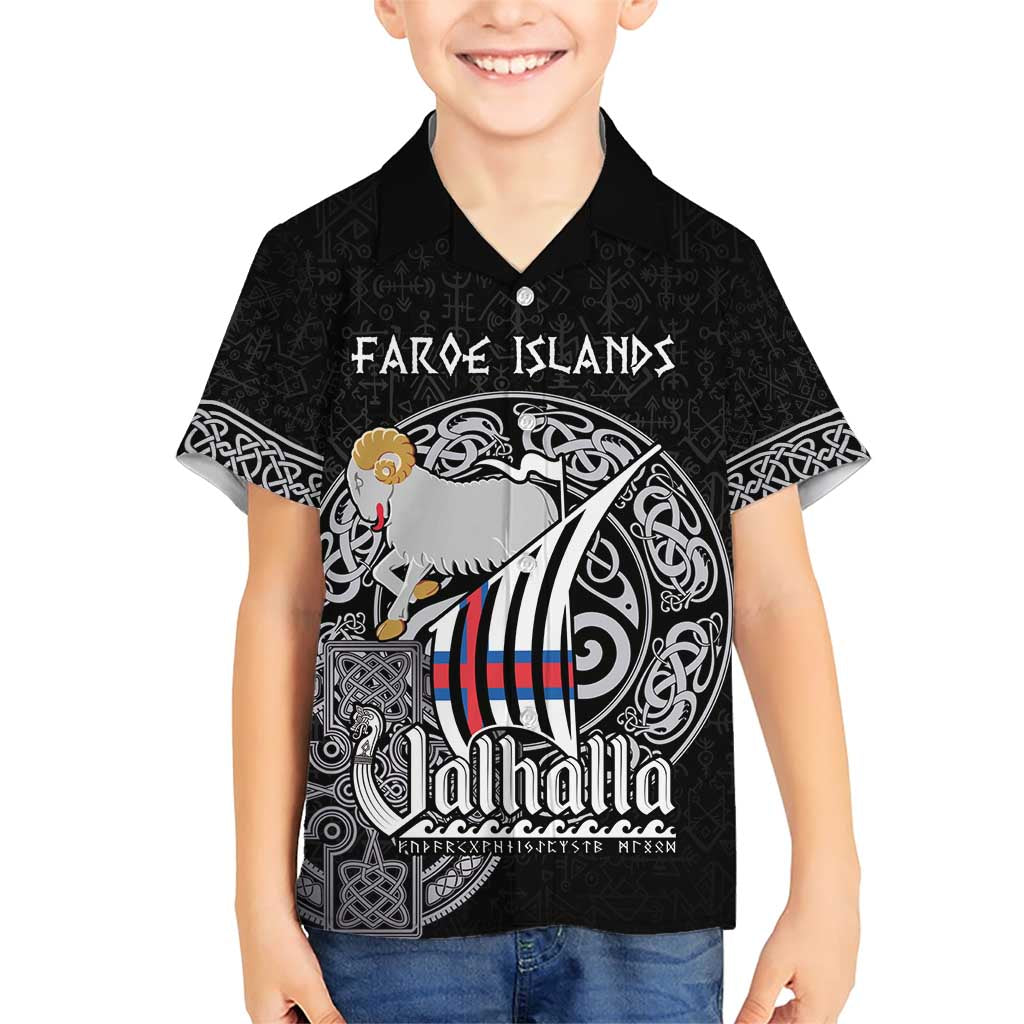 Personalized Viking Faroe Islands Family Matching Short Sleeve Bodycon Dress and Hawaiian Shirt Valhalla Viking Pattern
