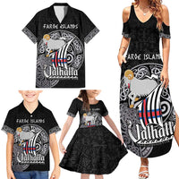 Personalized Viking Faroe Islands Family Matching Summer Maxi Dress and Hawaiian Shirt Valhalla Viking Pattern