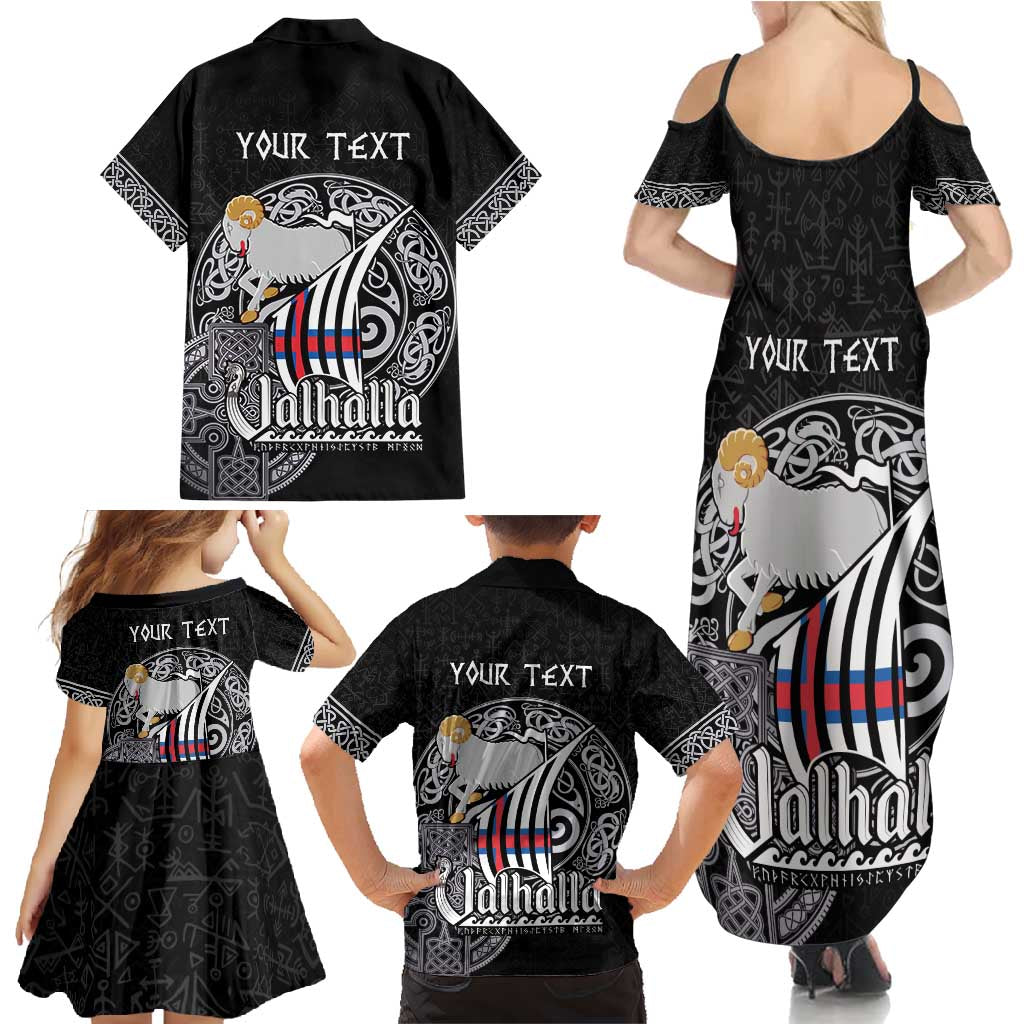 Personalized Viking Faroe Islands Family Matching Summer Maxi Dress and Hawaiian Shirt Valhalla Viking Pattern