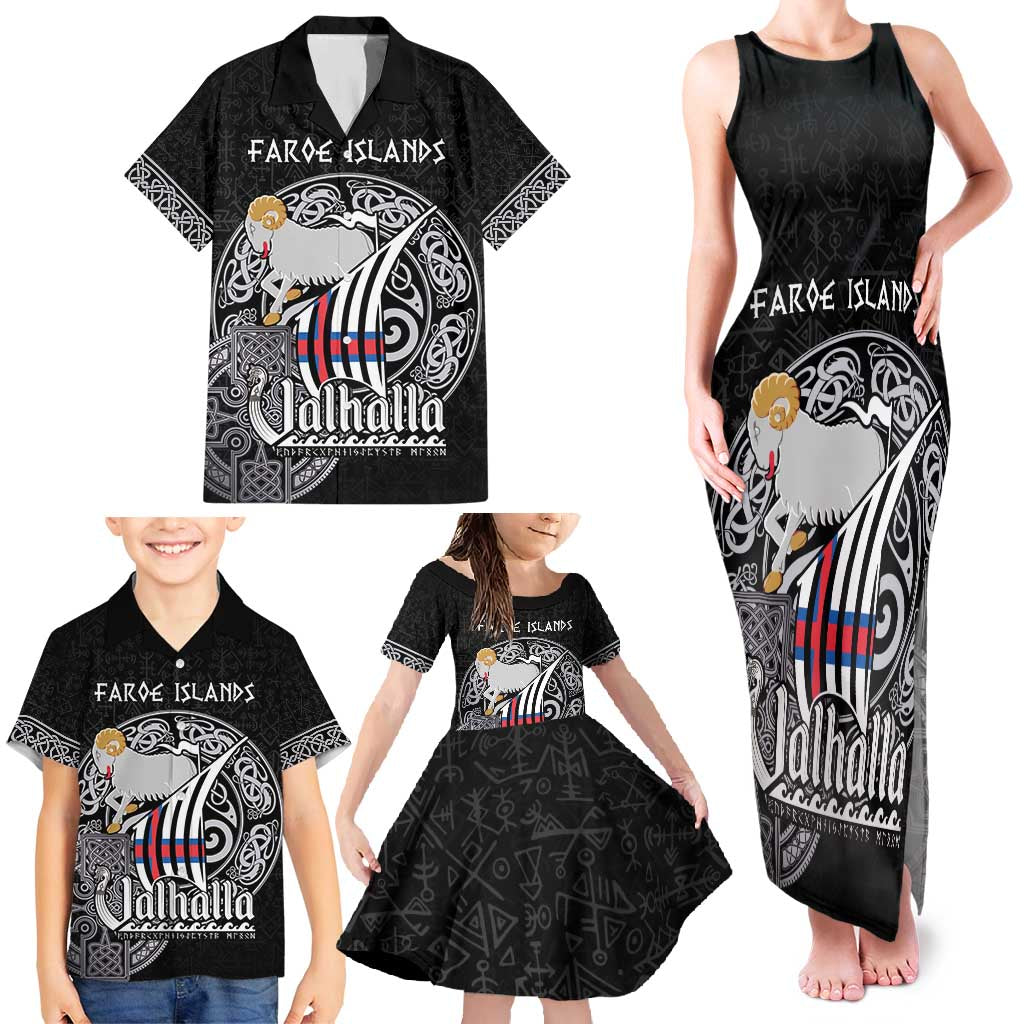 Personalized Viking Faroe Islands Family Matching Tank Maxi Dress and Hawaiian Shirt Valhalla Viking Pattern