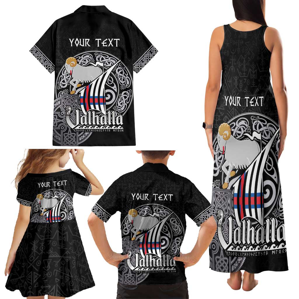 Personalized Viking Faroe Islands Family Matching Tank Maxi Dress and Hawaiian Shirt Valhalla Viking Pattern