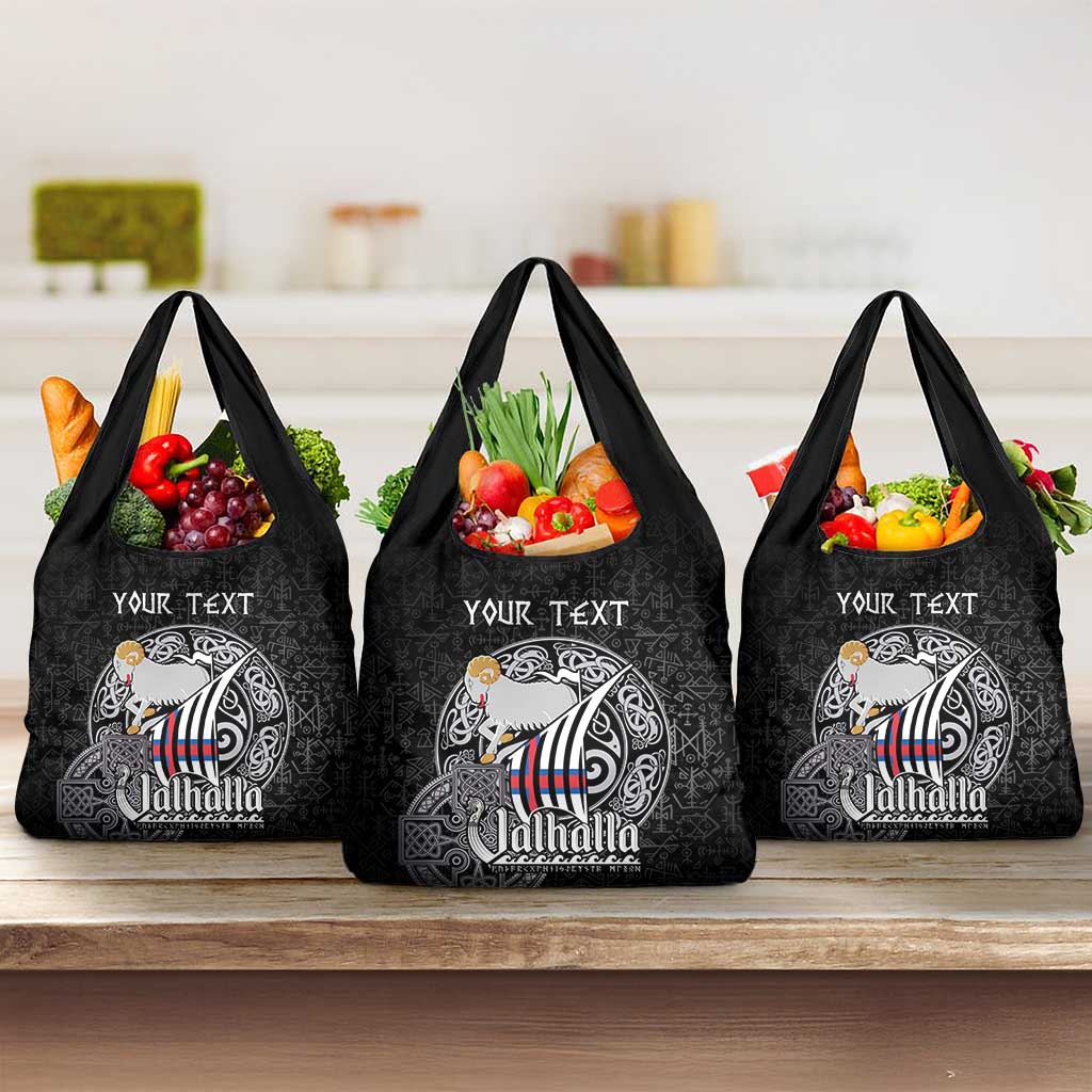 Personalized Viking Faroe Islands Grocery Bag Valhalla Viking Pattern