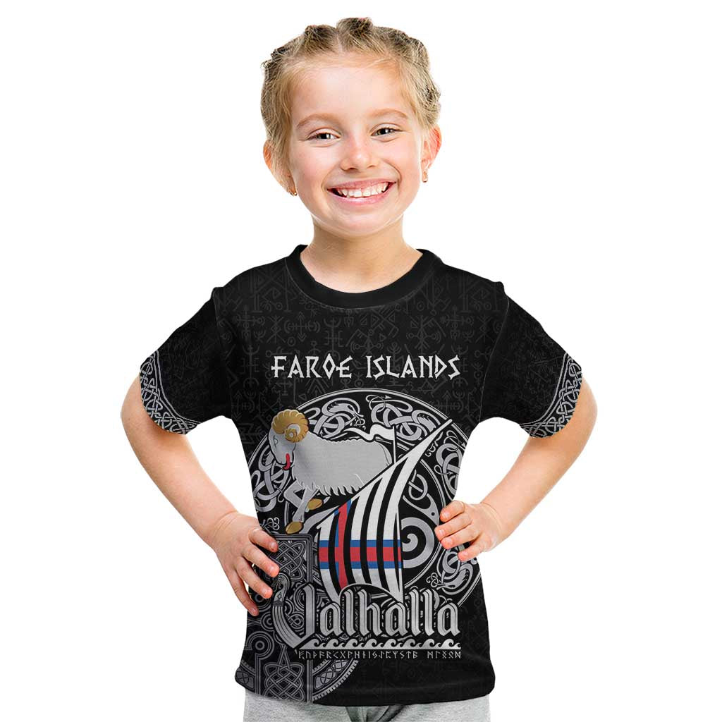 Personalized Viking Faroe Islands Kid T Shirt Valhalla Viking Pattern