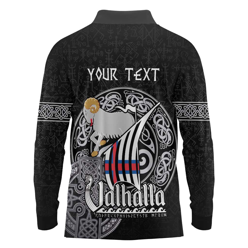 Personalized Viking Faroe Islands Long Sleeve Polo Shirt Valhalla Viking Pattern