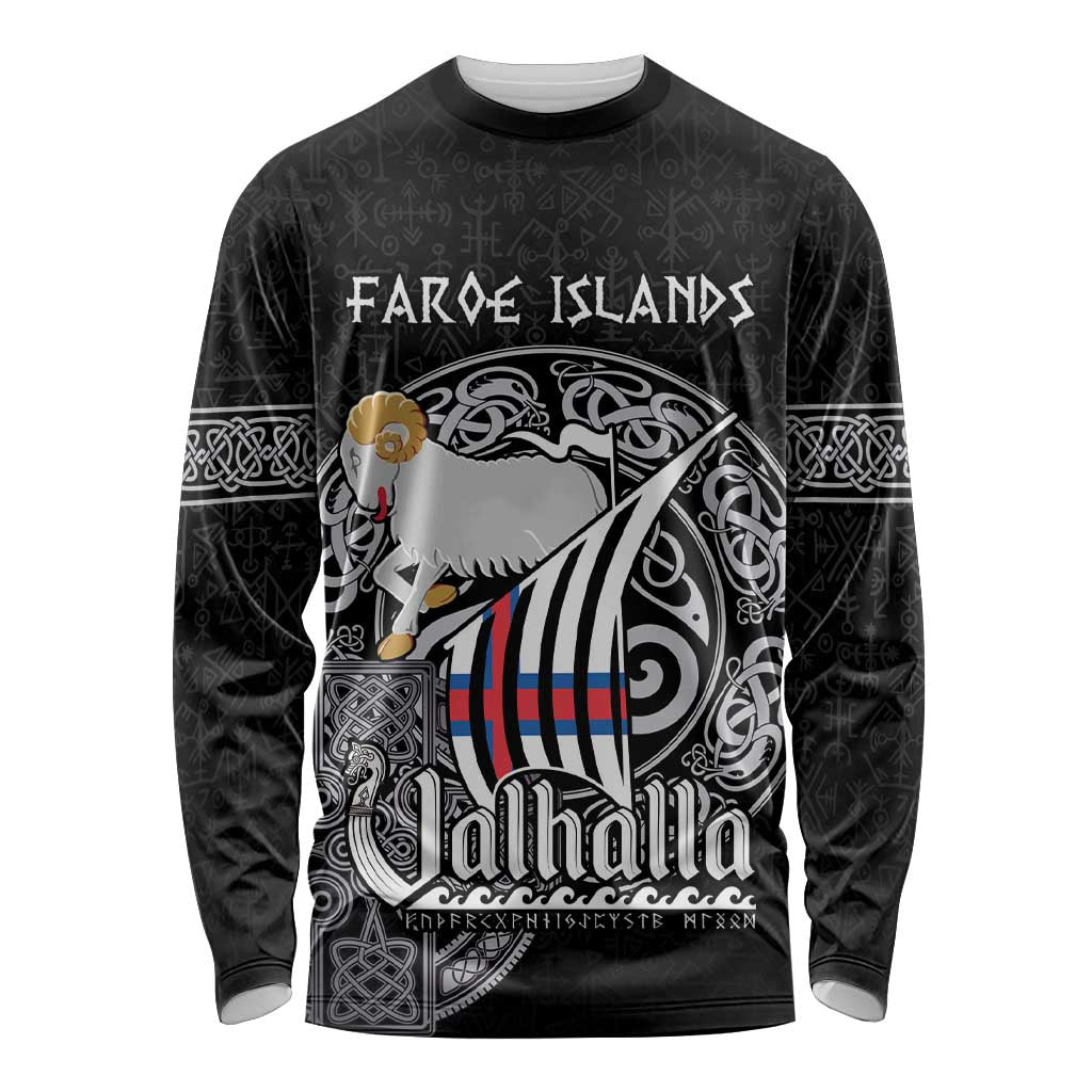 Personalized Viking Faroe Islands Long Sleeve Shirt Valhalla Viking Pattern