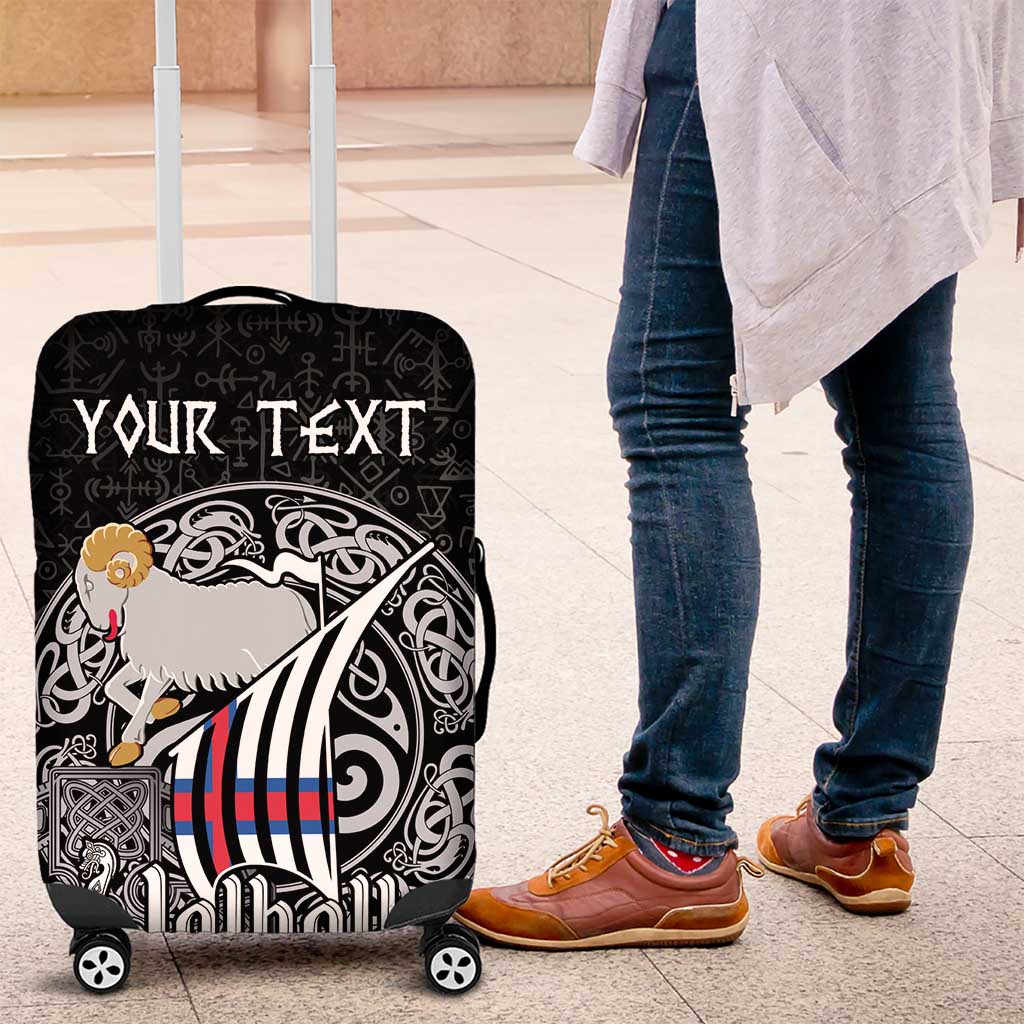 Personalized Viking Faroe Islands Luggage Cover Valhalla Viking Pattern